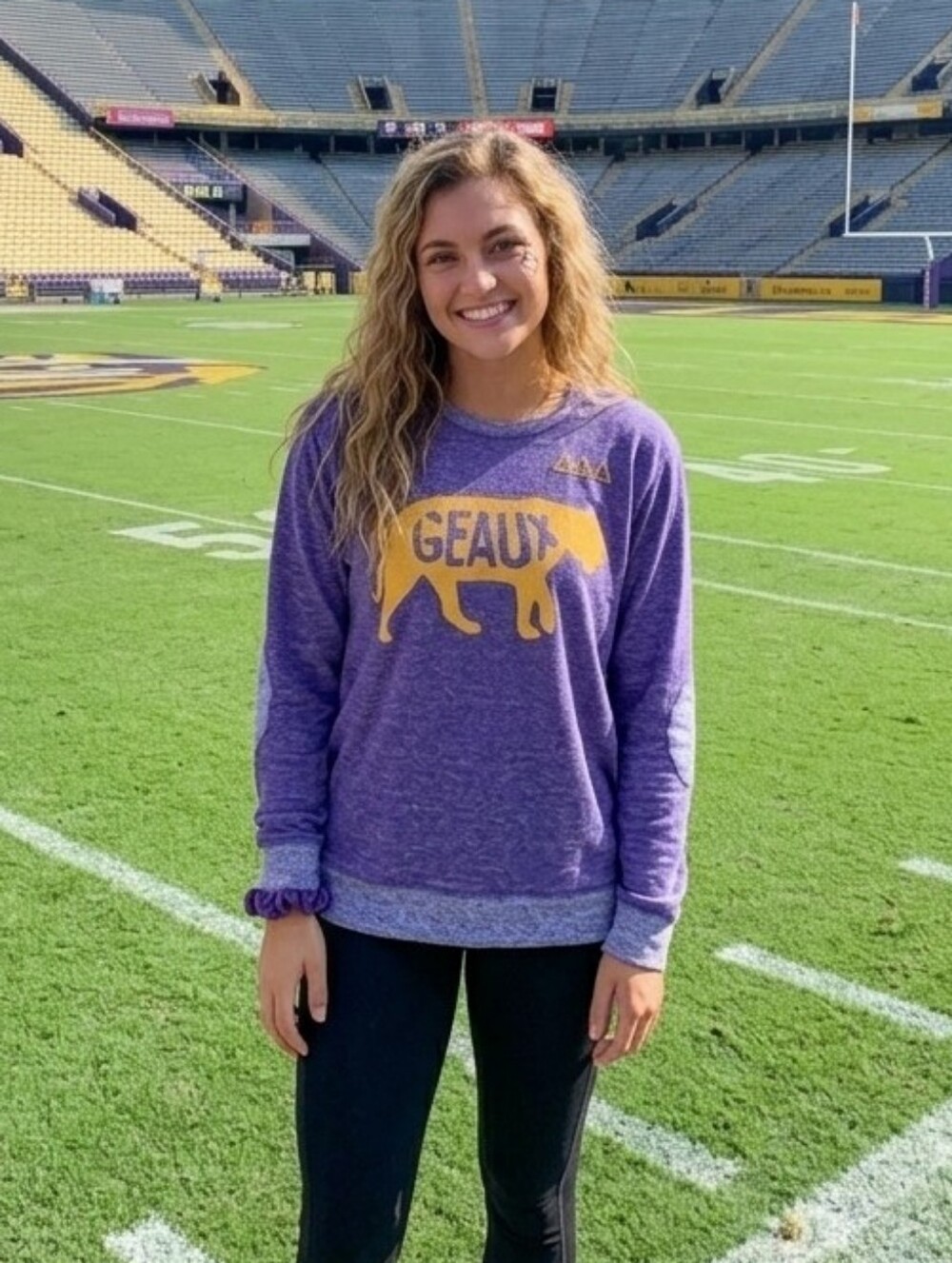 LSU Tigers Geaux Purple Sweatshirt with Elbow Patches Size XS